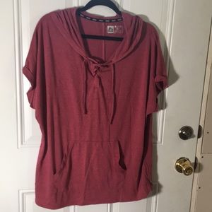 RBX Performance capped sleeved lace front hoodie tee shirt w/pockets size 2X